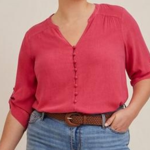 Plus Size 6X New Torrid Harper Challis Button-Front 3/4 Sleeve Blouse shirt top - Picture 4 of 6